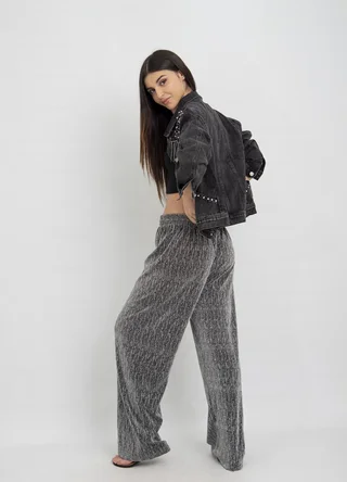 Pantalon metalizado con strass - Vista 3