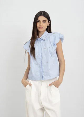 Camisa manga bombe con piedras - Vista 4