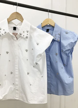 Camisa manga bombe con piedras - Vista 6