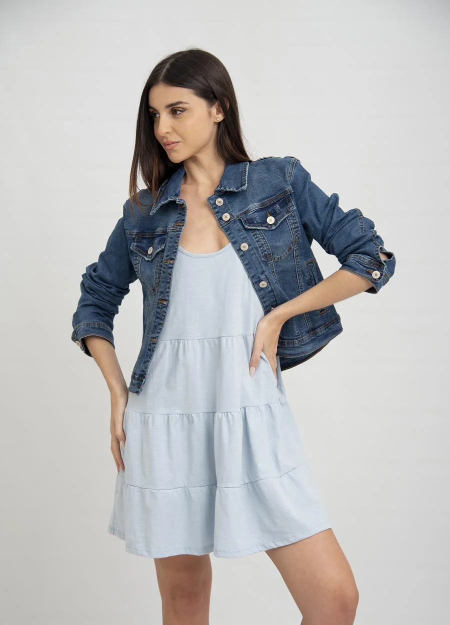 Campera clasica denim elastizado