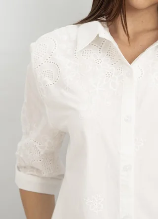 Camisa manga 3/4 bordado en manga y hombro - Vista 3