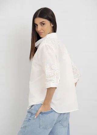 Camisa manga 3/4 bordado en manga y hombro - Vista 4