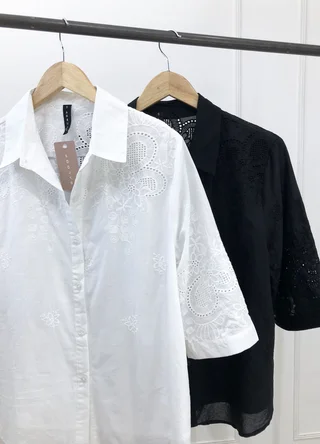 Camisa manga 3/4 bordado en manga y hombro - Vista 5