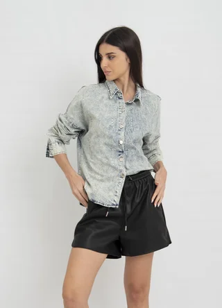 Camisa denim prelavada con strass - Vista 1
