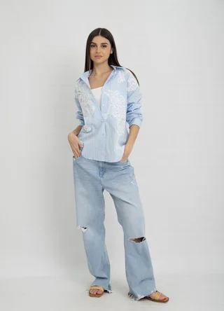 Camisa rayada con aplique - Vista 1