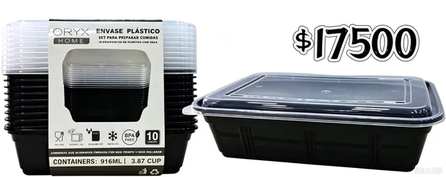 10 RECIPIENTES PLASTICO 916ML