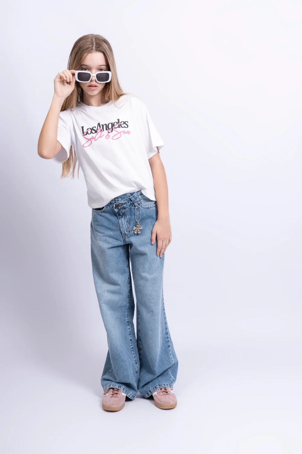 Remera Tina Oversize Manga Corta Flor Los Angeles - 1