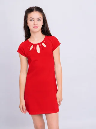 Vestido Crepe Con Aberturas En Escote - Vista 3