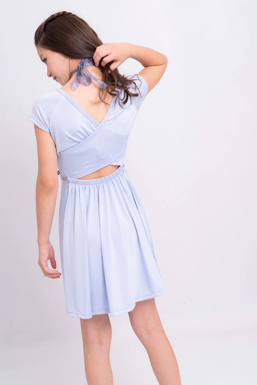Vestido Micrifibra Con Abertura Espalda Y Cinto Lurex - 3