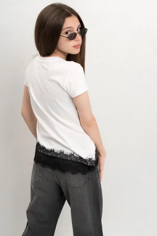 Remera Keira Jersey En Pico Con Puntilla En Bajo Prenda - Vista 2