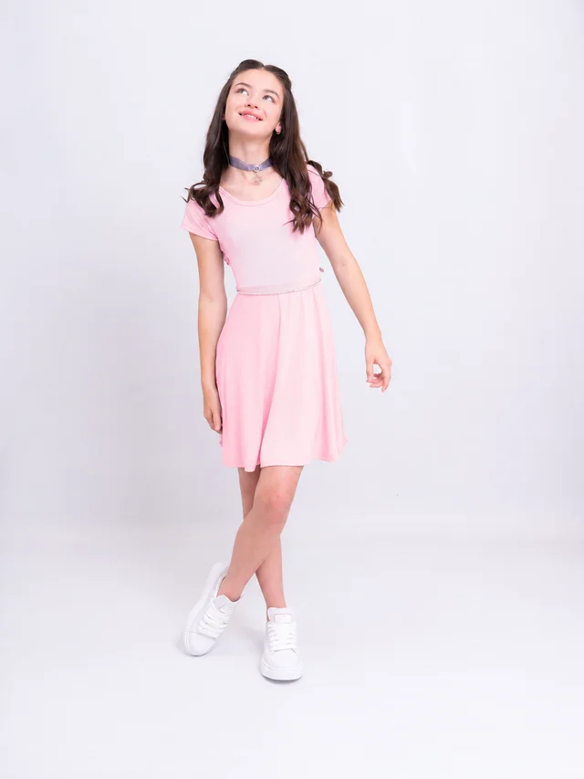 Vestido Micrifibra Con Abertura Espalda Y Cinto Lurex