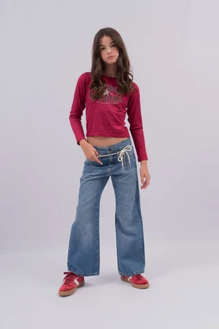 Jeans Wide Leg Con Calce Relajado A La Cadera , Sobreteñido Vintage Y Detalles - Vista 4