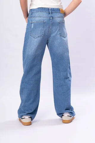 Jeans Wide Leg Tiro Bajo Con Colgante C Dijes - Vista 3