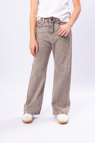Jeans Nena En Color Avellana Con Tachas - Vista 1