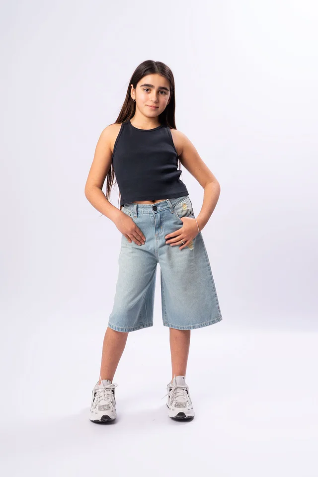 Bermuda Denim Buggy Sobreteñida C Tachas