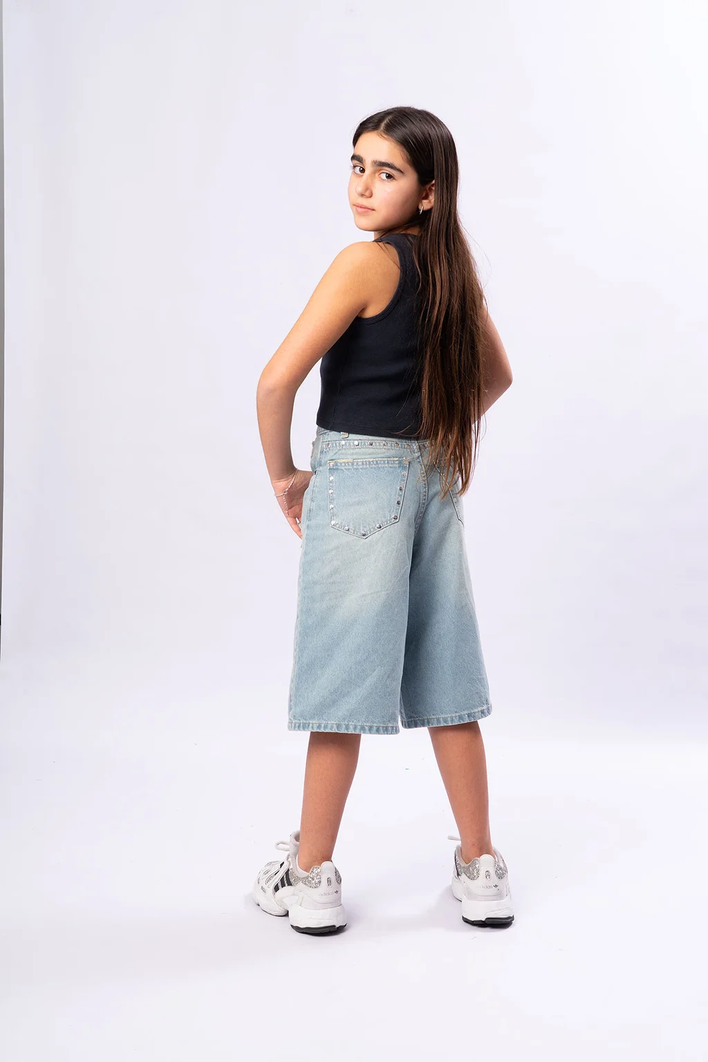 Bermuda Denim Buggy Sobreteñida C Tachas - 1