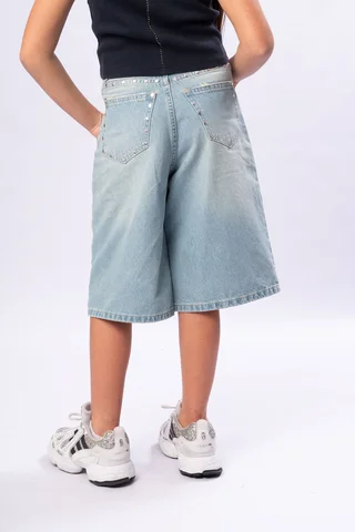 Bermuda Denim Buggy Sobreteñida C Tachas - Vista 4