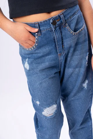 Pant Jeans Mom Con Tachas Y Eti Cepe Demin - Vista 2