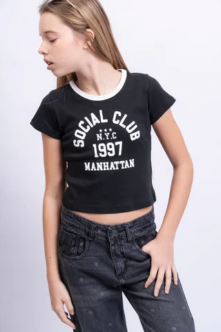 Remera Rina Cuello Redondo Combinado Social Club - Vista 2