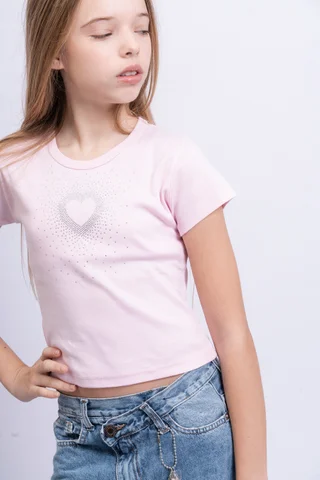 Remera Arel Manga Corta Corazon Stras - Vista 1