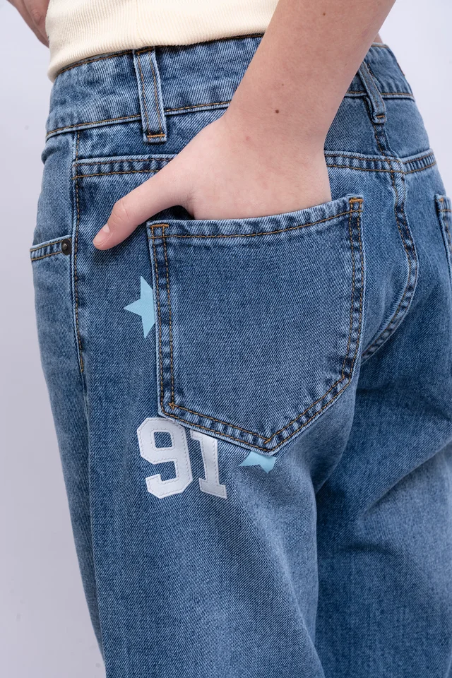 Jeans Wide Leg Sara Cintura Cruzada Bicolor 91