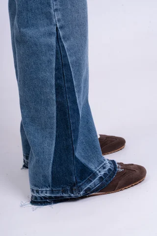 Jeans Wide Leg Sara Cintura Cruzada Bicolor 91 - Vista 4