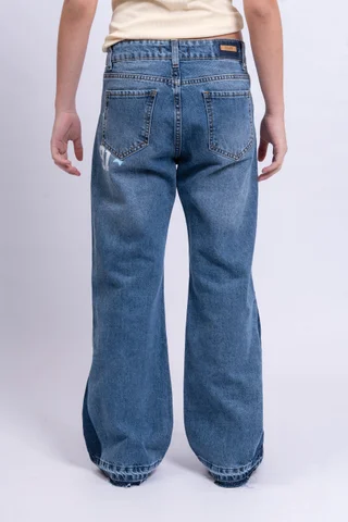 Jeans Wide Leg Sara Cintura Cruzada Bicolor 91 - Vista 5