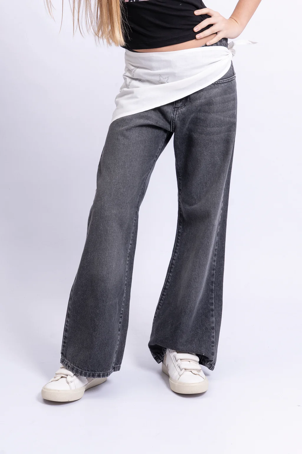 Jeans Wide Leg Black Con Bandana - 1