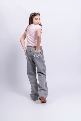 Pantalon Wide Leg Zenda Color Love Con Tachas - Vista 1