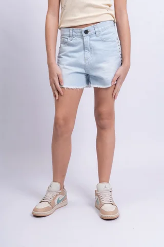 Short Celia Desflecado Con Puntilla Y Tachas - Vista 3