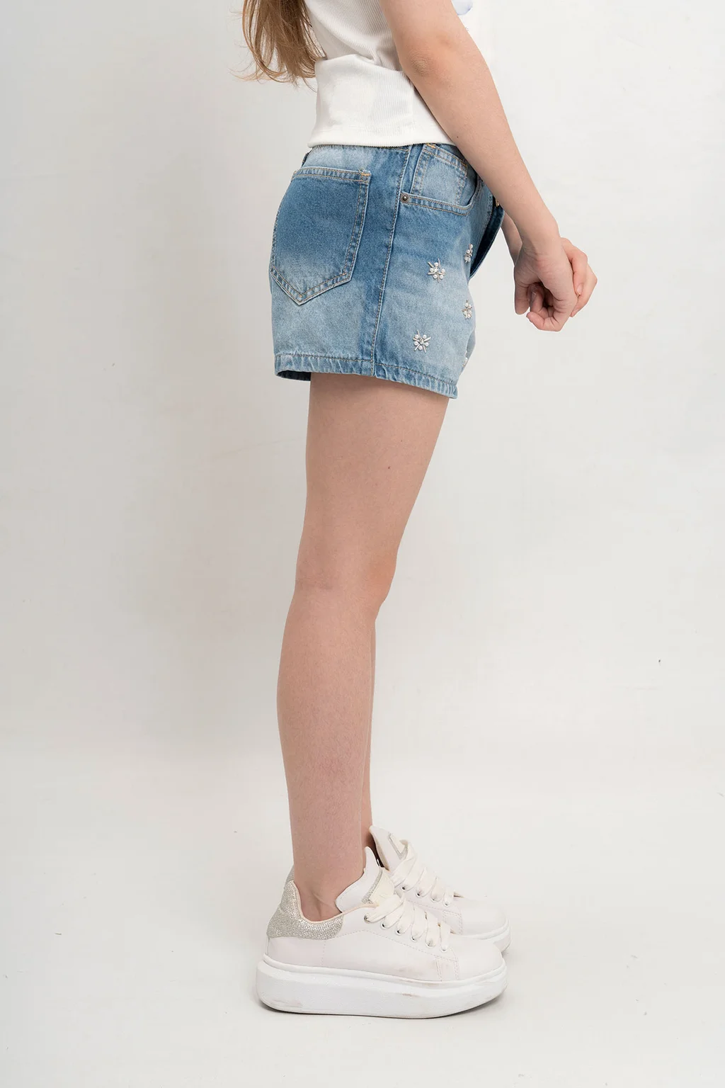 Short Emili Celeste Con Bordado Artesanal - 5