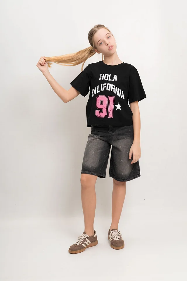 Bermuda Denim Buggy Greta Black Full Lunares