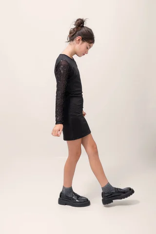 Vestido Microfibra C/ Mangas Full Lentejuelas - Vista 3