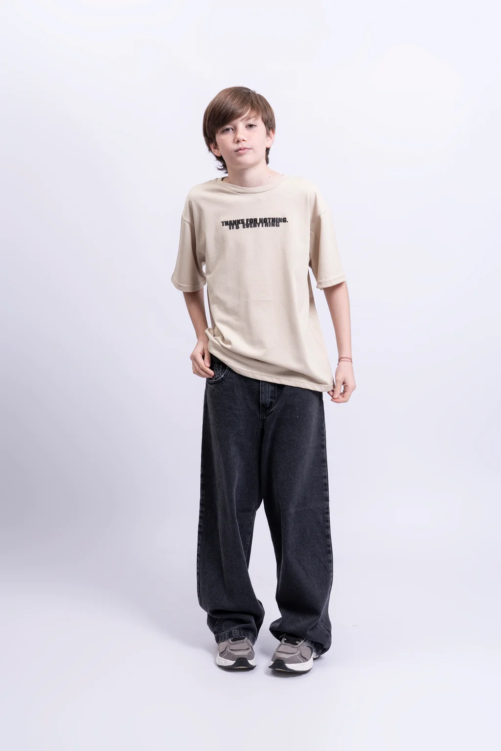 Remera Bauty Manga Corta Oversize En Algodon Frio Con Estanpa Thanks For Nothing - 3