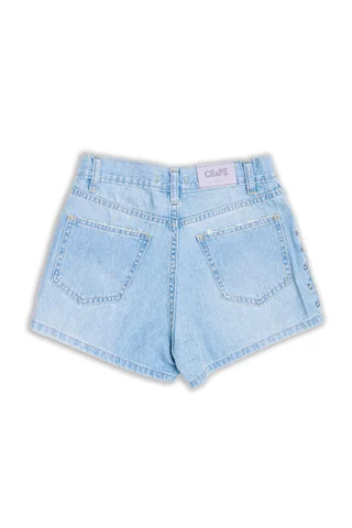 Short Jeans Customizado Y Matizado Con Tachas Y Ojalillos - Vista 3
