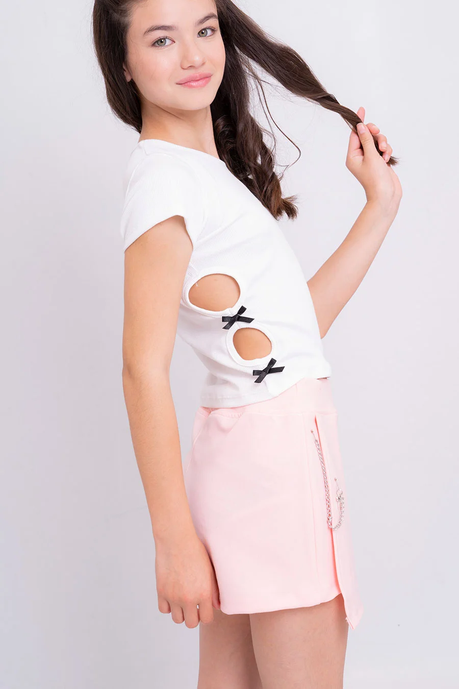 Remera Morley Manga Corta C/ Abertura Lateral Y Moños - 1