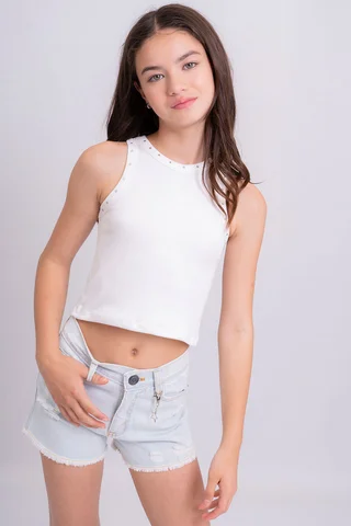 Musculosa Morley Basica Con Stras Aplicado - Vista 1