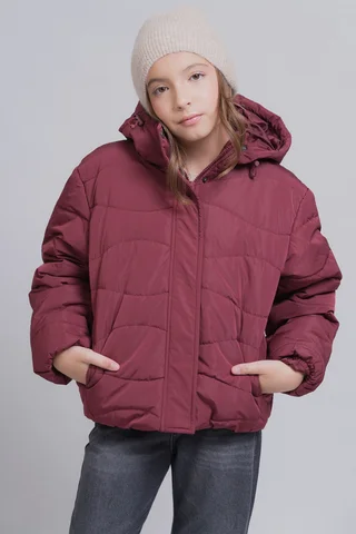Puffer Diseño Ondas  Capucha Cierre Frontal C Solapa Y Broches Cintura Ajustable - Vista 5