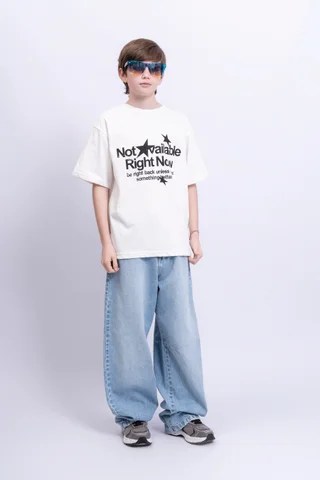Jeans Lucca Baggy Celeste Con Pinzas Calce Relajado - Vista 1
