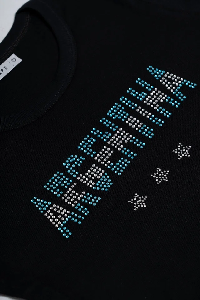 Remera Tina Manga Corta Argentina Tres Estrellas