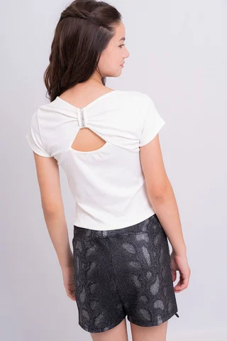 Remera Manga Corta Con Abertura Y Nudo En Espalda - Vista 1