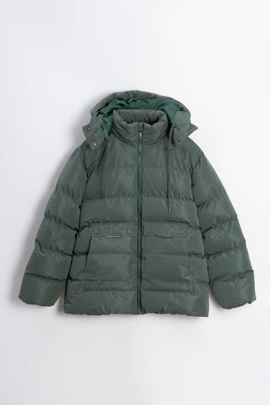 Puffer Con Capucha Desmontable Bolsillos C Tapa Y Broches Engomados Y Ajustes C - 3