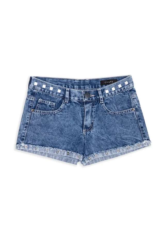 Short Jeans Tiro Bajo Tachas grandes