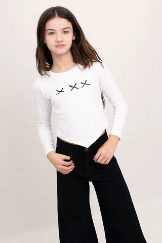 Remera M/ Larga En Pico C/ Artesanal - Vista 1