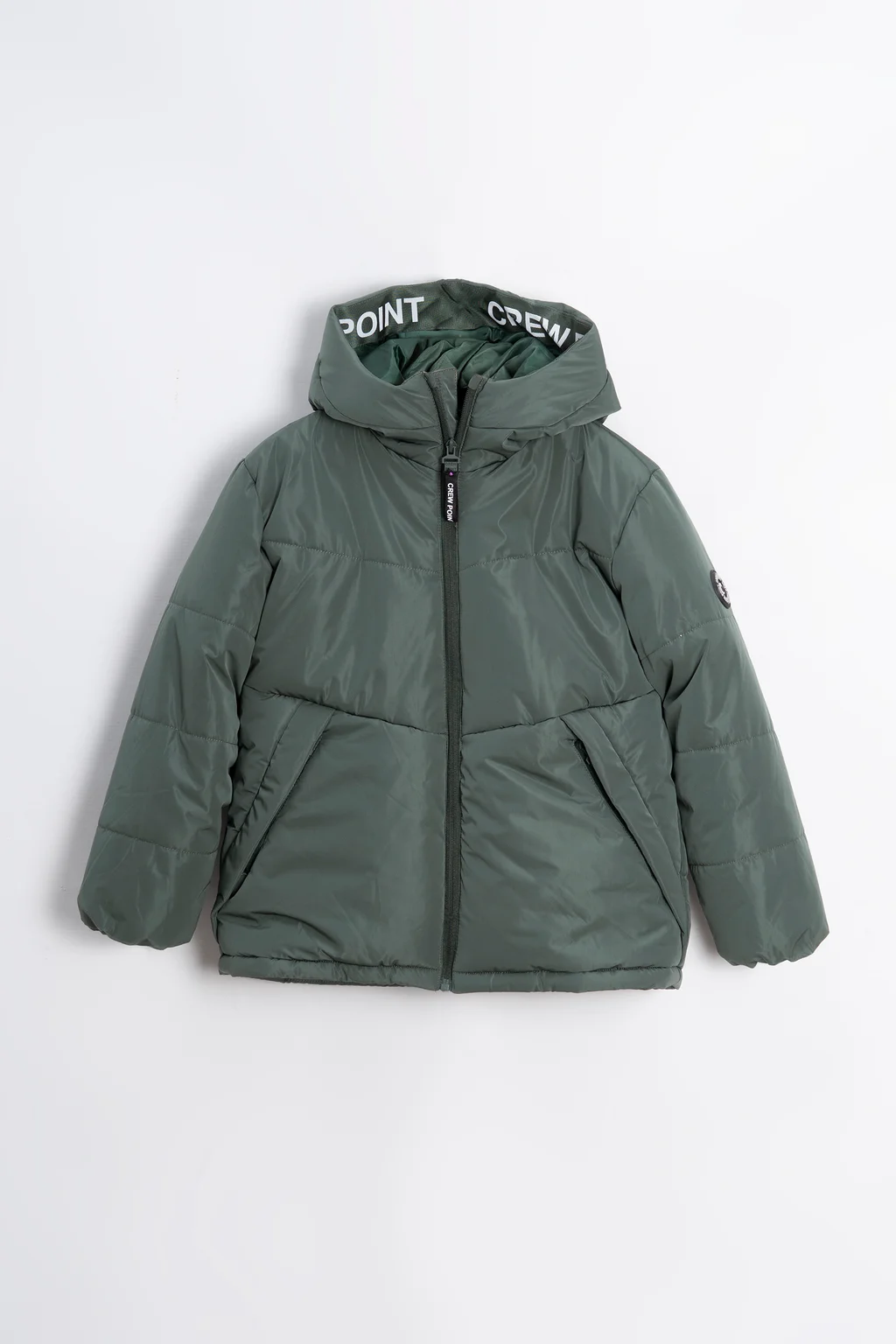 Puffer Con Capucha Detalle Estampado Tiracierres Engomado Y Escudo De Goma En Ma