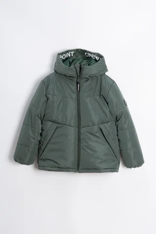 Puffer Con Capucha Detalle Estampado Tiracierres Engomado Y Escudo De Goma En Ma - Vista 5