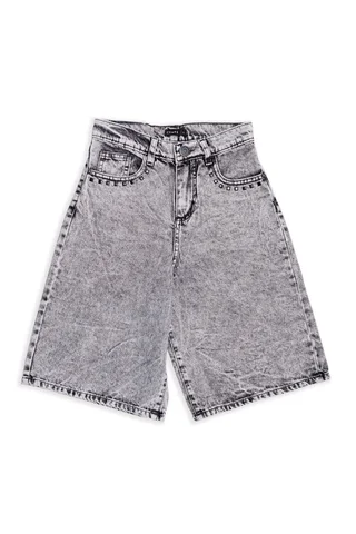 Bermuda Denim Buggy Black Con Tachas - Vista 1