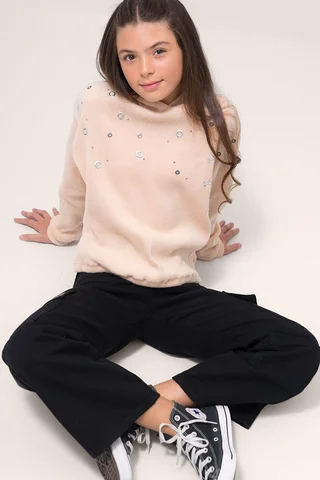 Hoodie En Lanilla Brush Con Capucha Detalles Con Oajlillos En Delantero - Vista 2
