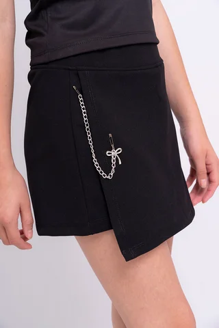 Skorts Crep Con Detalles Cadenas Y Moños - Vista 2