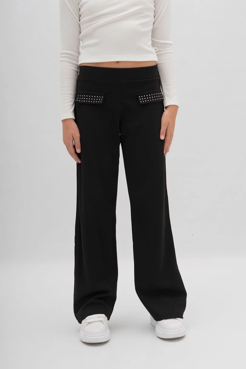 Pantalon Wide Leg De Vestir C/Full Stras En Tapa Bolsillo - 1